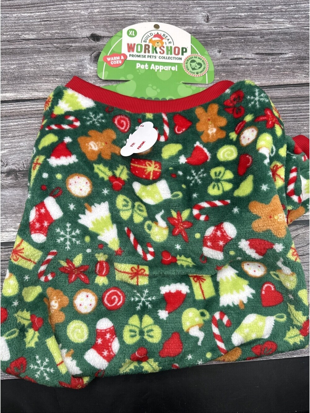 NWT Build a Bear Workshop XL Pet Apparel Dog  Gingerbread Pajamas Christmas